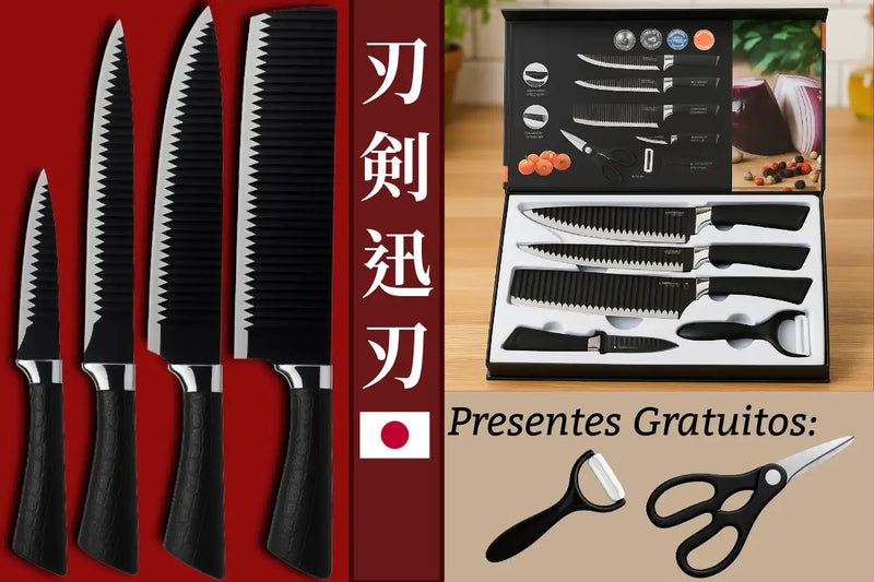 Conjunto 6 Peças Matsori 4 Facas + 2 Brindes