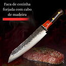 Faca Chef Artesanal 34,5cm Full Tang em Aço 3Cr13 com Cabo de Madeira Premium
